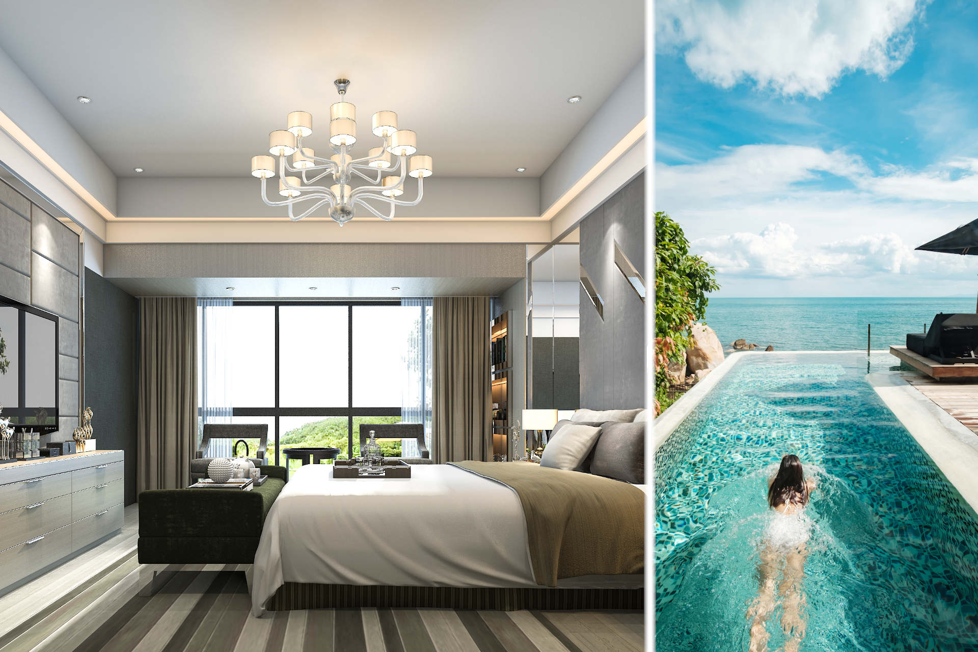 Luxus-Hotelzimmer und Pool