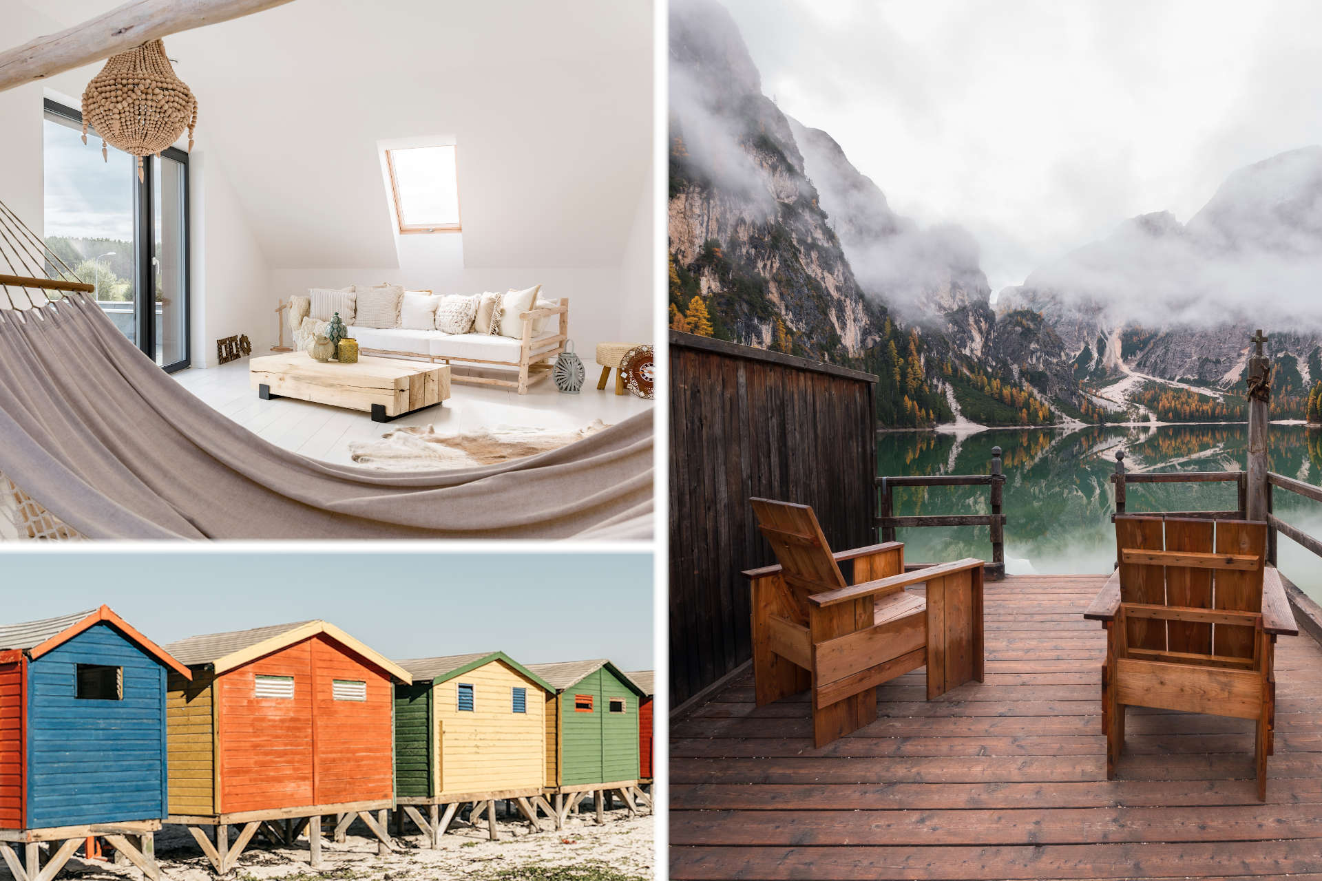 Normale Unterkunft mit Hängematte, Bergblick und Strandhäuschen